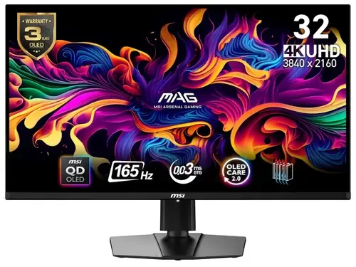 Monitor Gaming QD-OLED MSI 31.5inch MAG 321UP QD-OLED, UHD (3840 x 2160), HDMI, DipslayPort, 165 Hz, 0.03 ms (Negru) - bestgaming.ro